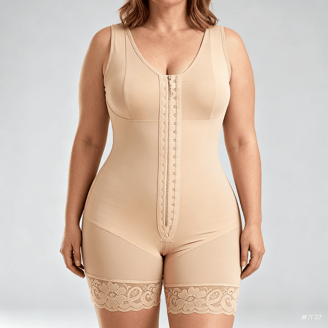 Curvella – Full Body Shaper Bodysuit with Built In Bra Nude / XS