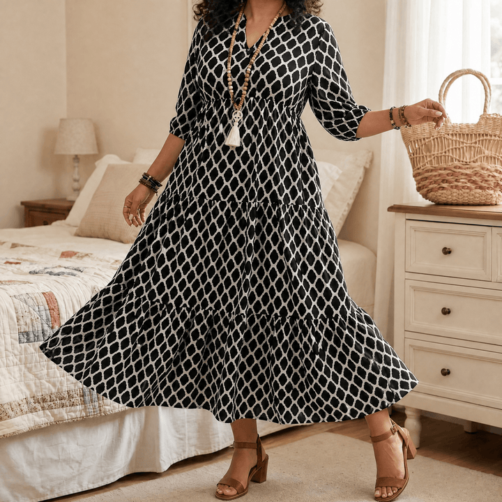 Curvella – Women's Boho Maxi Dress with Pockets Black