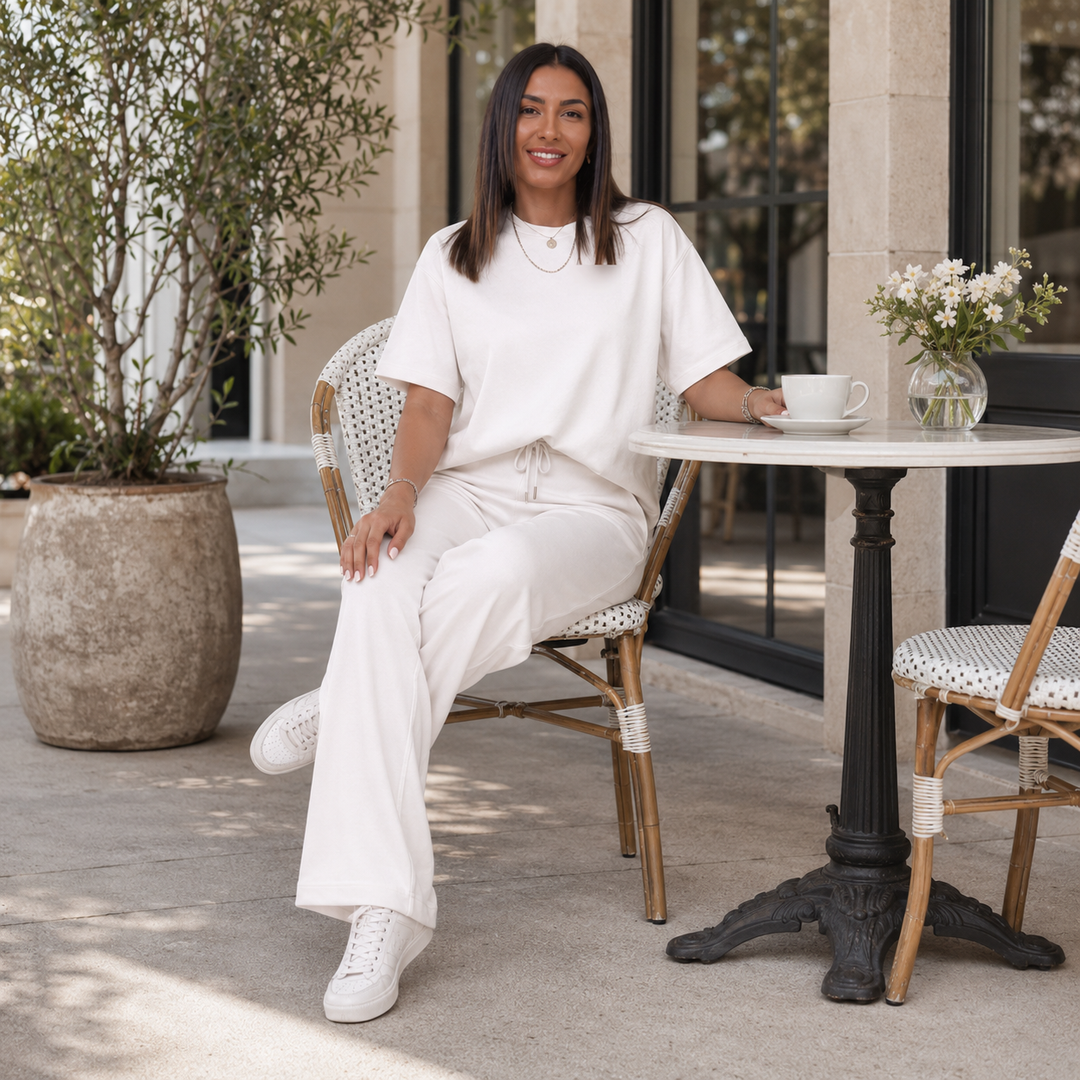 Wearday – Solid Short-Sleeve Top And Pants Set