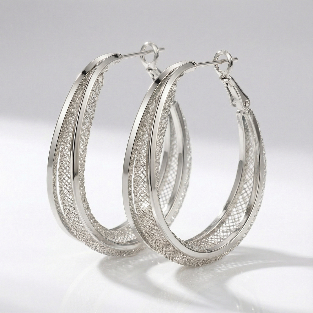 Lumiere - Double Layer Mesh Hoop Earrings