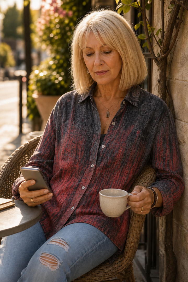 Wearbella – Vintage Floral Print Button-Up Blouse