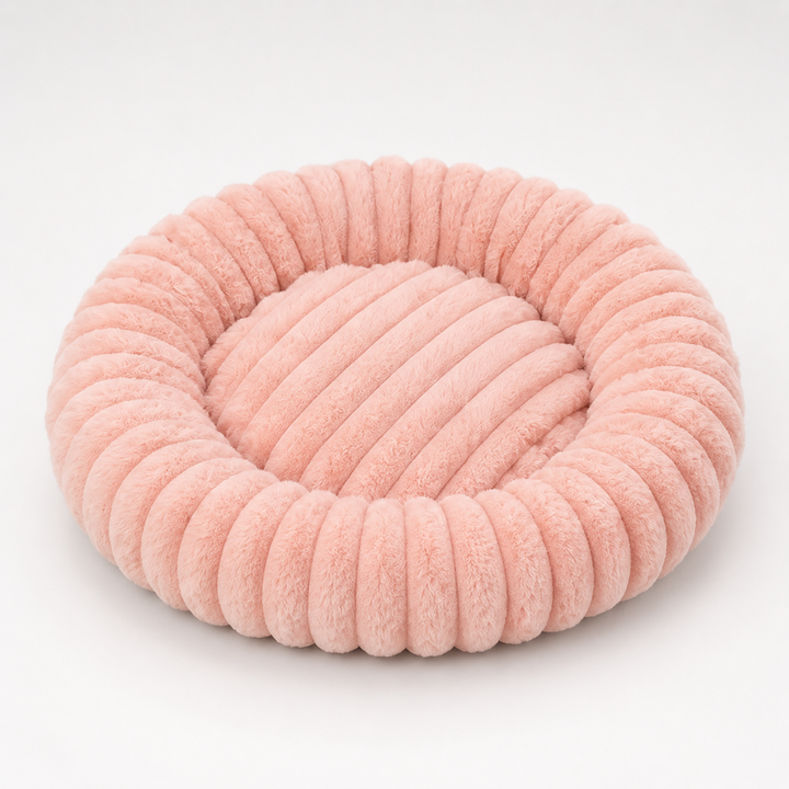 Nestwell – Raised-Edge Round Calming Plush Pet Bed