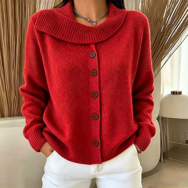 Draperie – Oversized Waterfall Collar Knit Cardigan