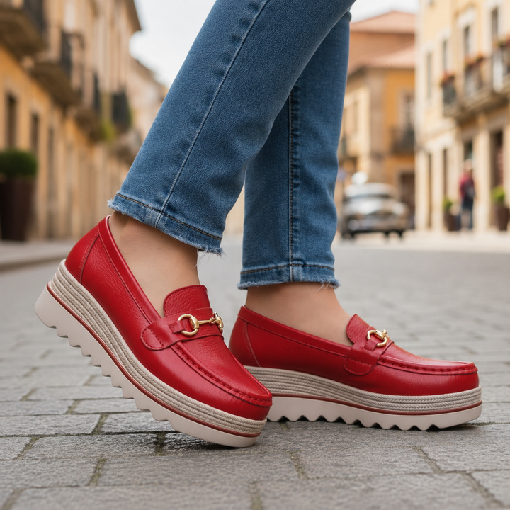 Clarelle – Steel-look Clasp Lug Sole Loafers