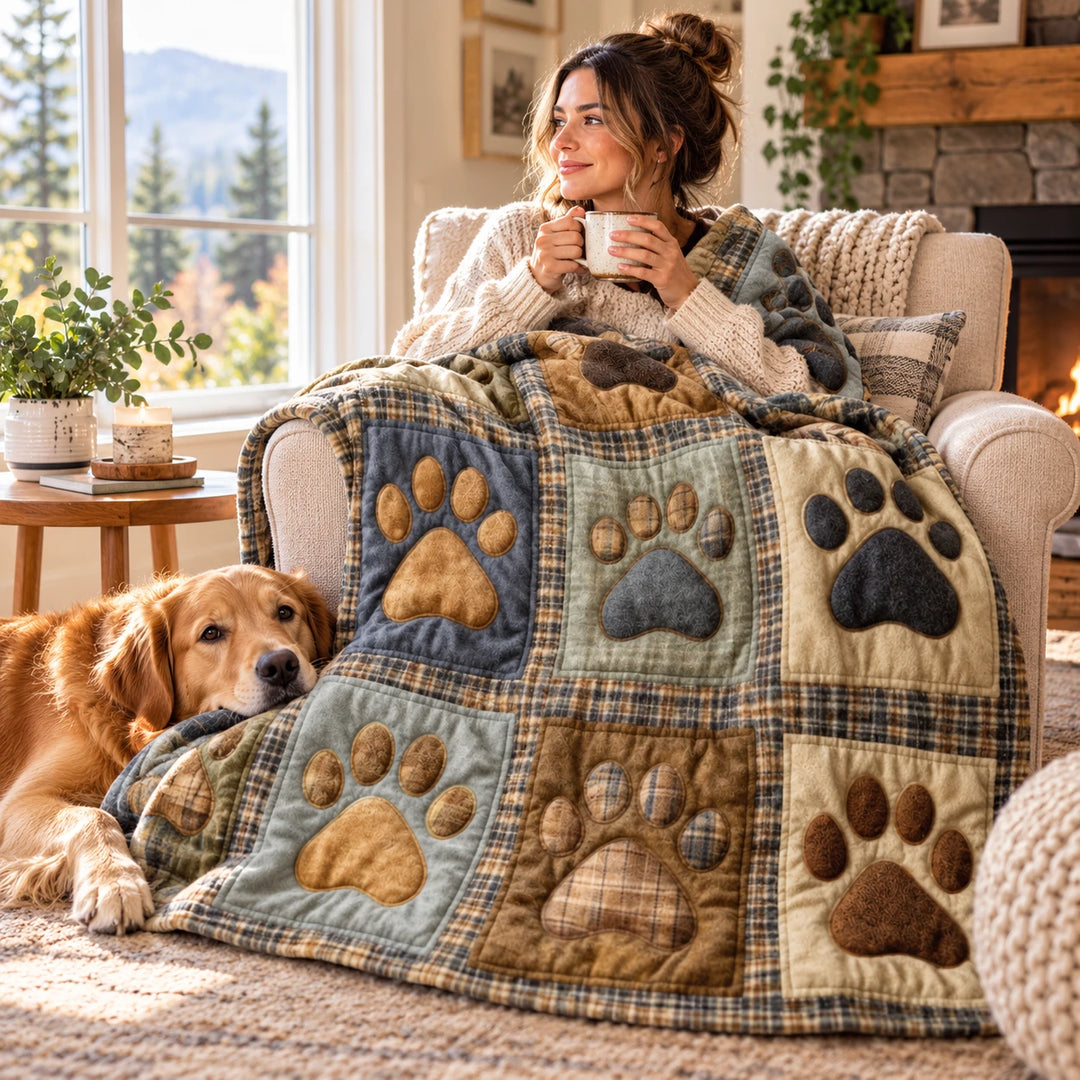 Pawhaven – Paw Print Flannel Throw Blanket