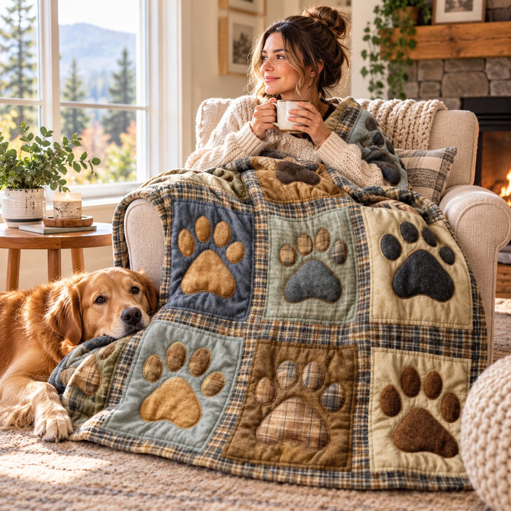 Pawhaven – Paw Print Flannel Throw Blanket