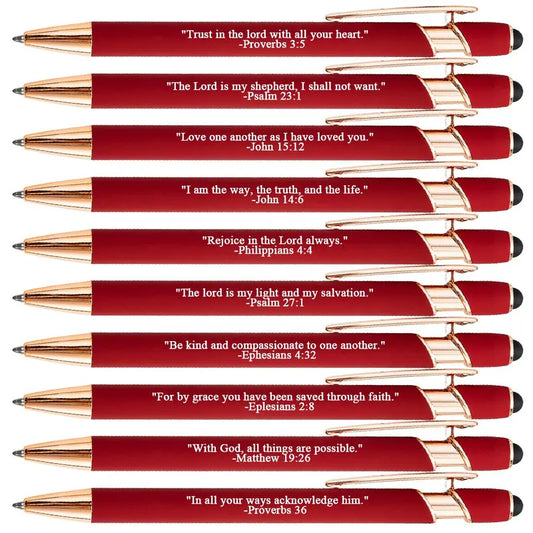 Inkria™ – 10 Pcs Bible Verse Pens with Stylus Tips  (50% Off)