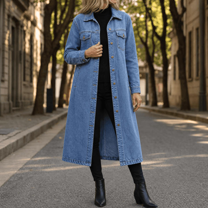 Denara – Longline Oversized Denim Coat Blue / S