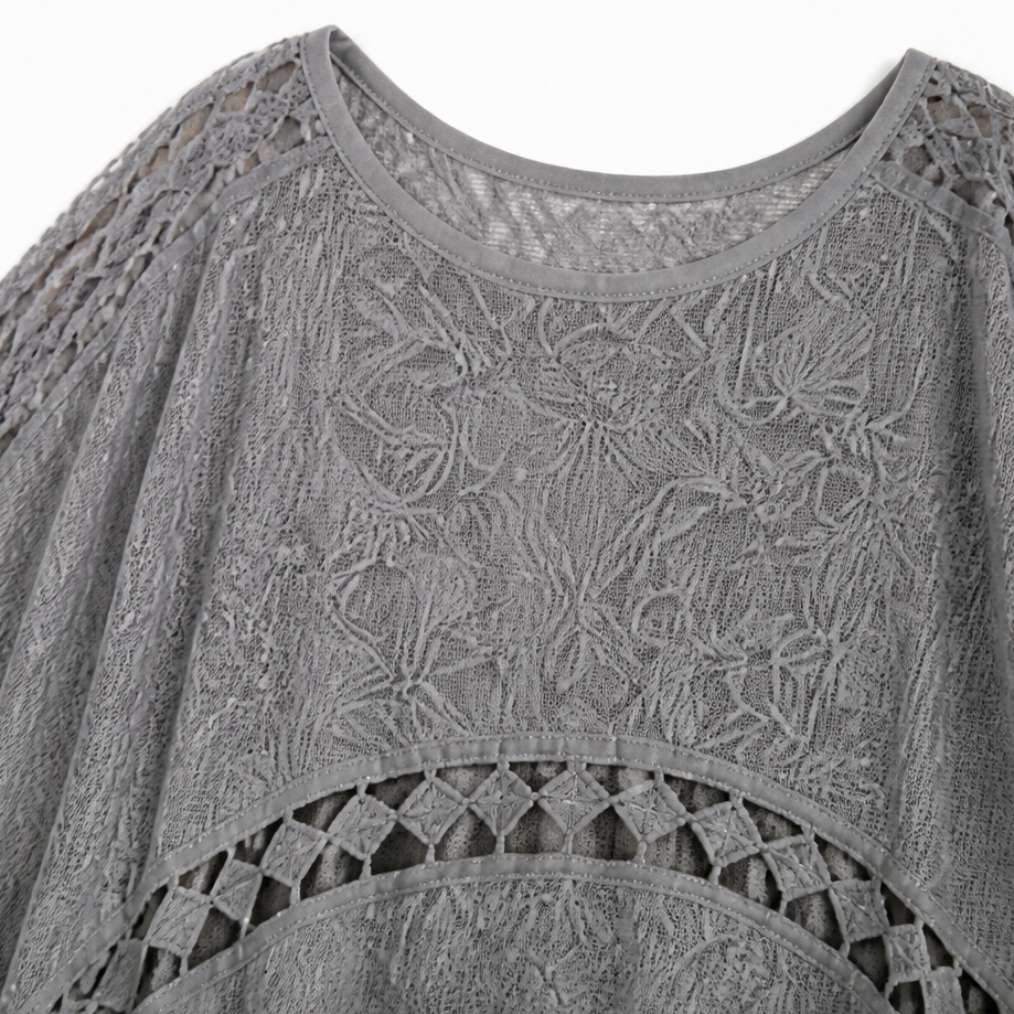 Wearbella – Crochet Trim Open-Front Cardigan