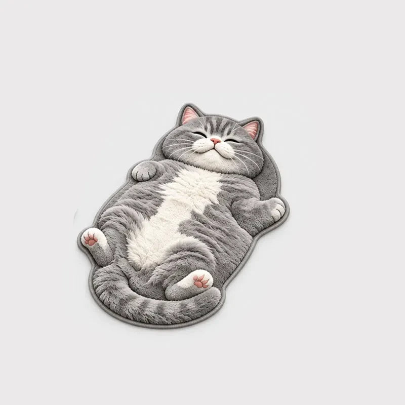 Dozy Paws – Cat-Shaped Printed Area Rug