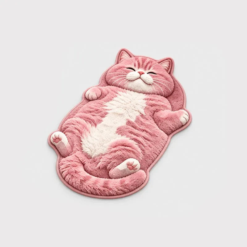 Dozy Paws – Cat-Shaped Printed Area Rug