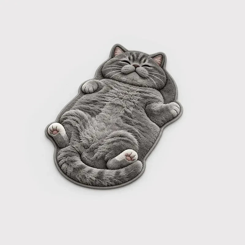 Dozy Paws – Cat-Shaped Printed Area Rug