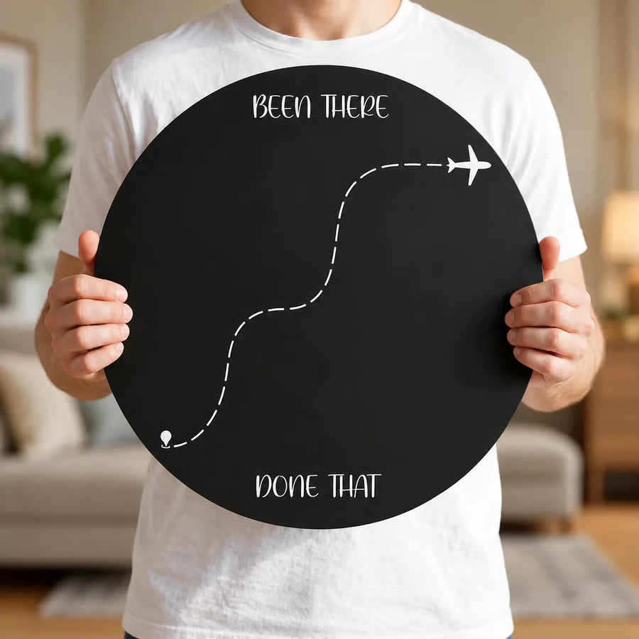 TripTale – Black Round Travel Magnet Display Board