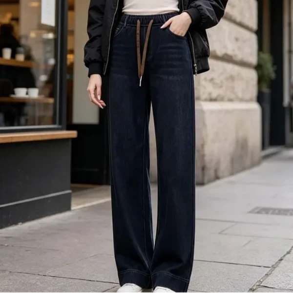 Tielora – Drawstring Waist Wide-Leg Jeans