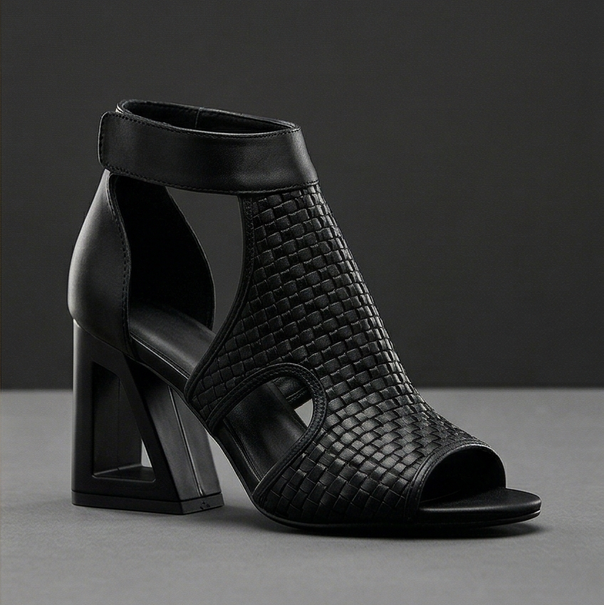 Tessara - Women's Woven Peep Toe Block Heel Sandals