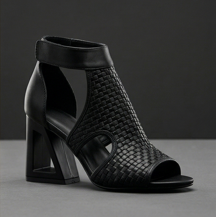 Tessara - Women's Woven Peep Toe Block Heel Sandals