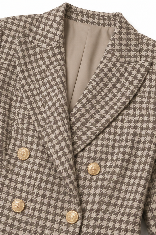 Composure – Plaid Double-Breasted Blazer & Wide-Leg Pants Set