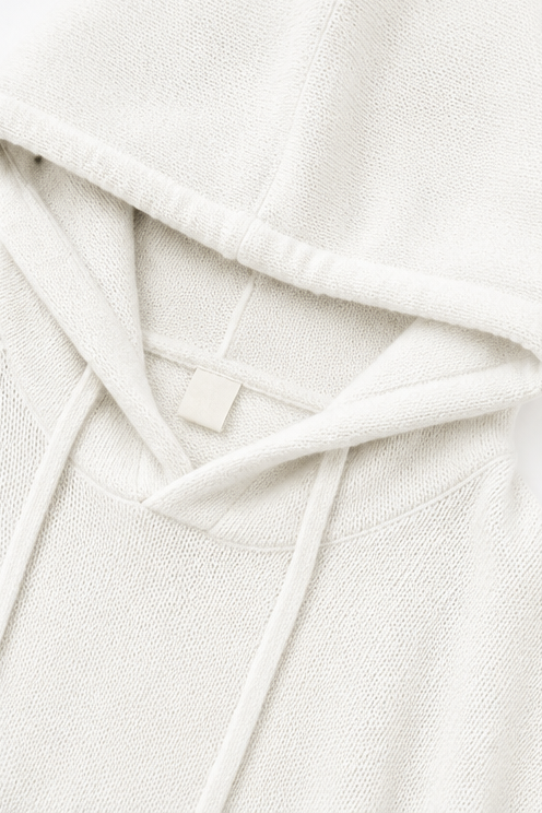 Loungel – Distressed Open-Knit Drawstring Hoodie