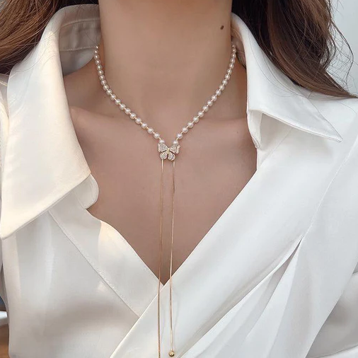 Pearlora™ – Pearl Butterfly Adjustable Necklace (50% Off)