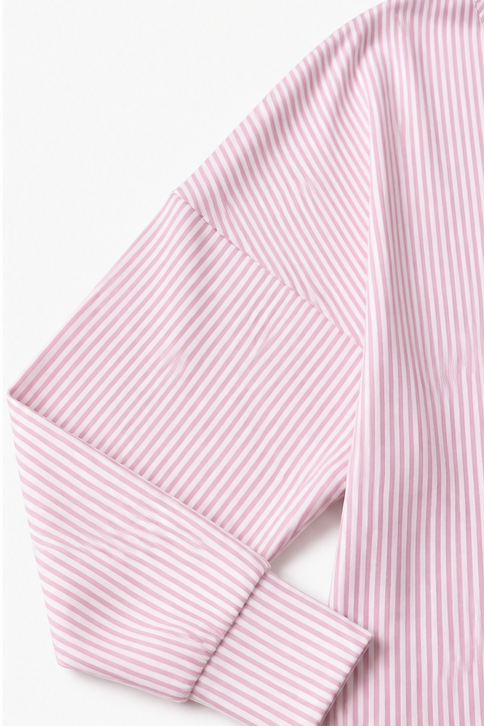 Everline – Striped Long Sleeve Zip-Up Top