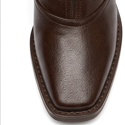 Norielle – Brown PU Leather Sculpted Heel Ankle Boots