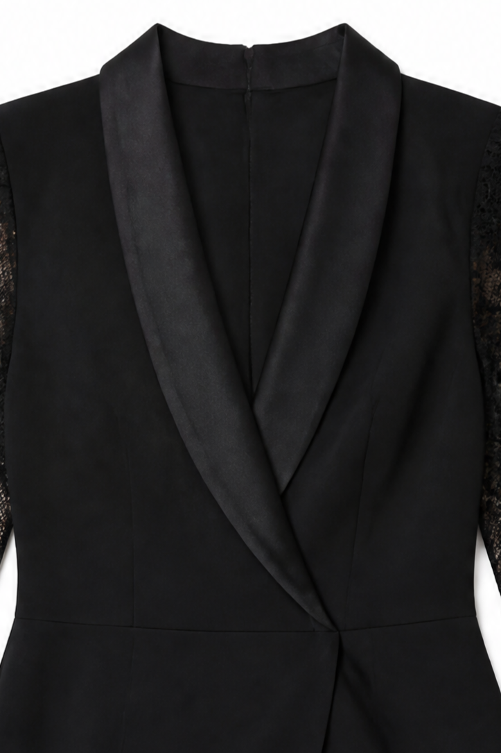 Draperra – Lace-Sleeve Wrap Bodycon Cocktail Dress