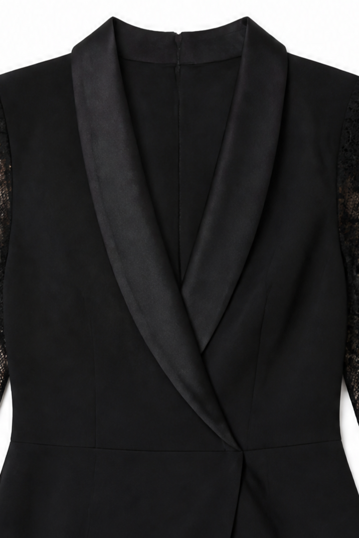 Draperra – Lace-Sleeve Wrap Bodycon Cocktail Dress