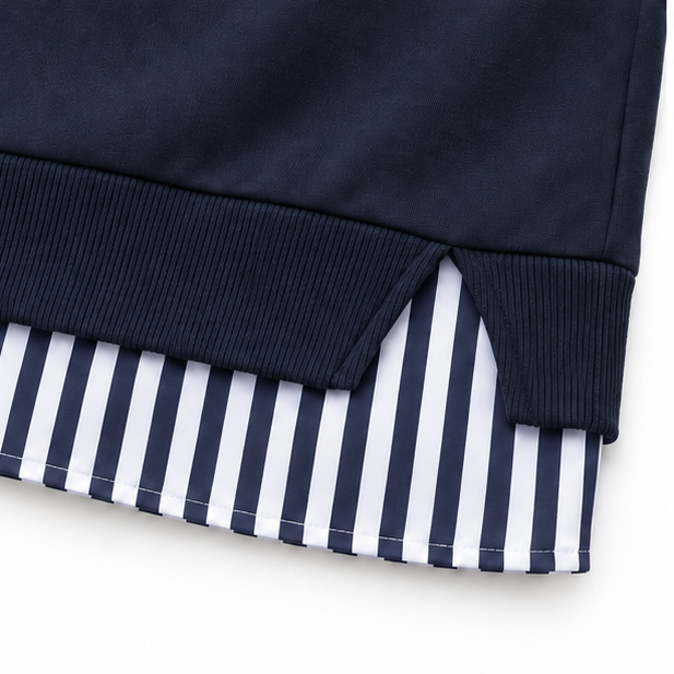 Layerella – Faux-Layer Ribbed Cuff Sweatshirt
