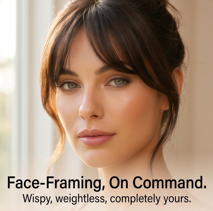 Fringelle™ – Seamless Clip-In Bangs Topper