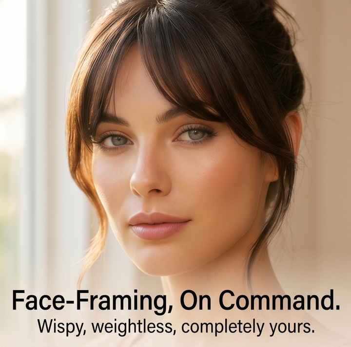 Fringelle™ – Seamless Clip-In Bangs Topper