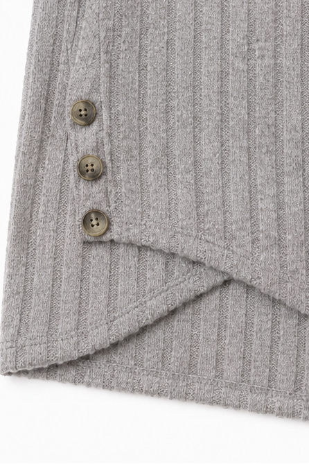 Tuckless – Asymmetrical Hem V-Neck Ribbed Knit Top