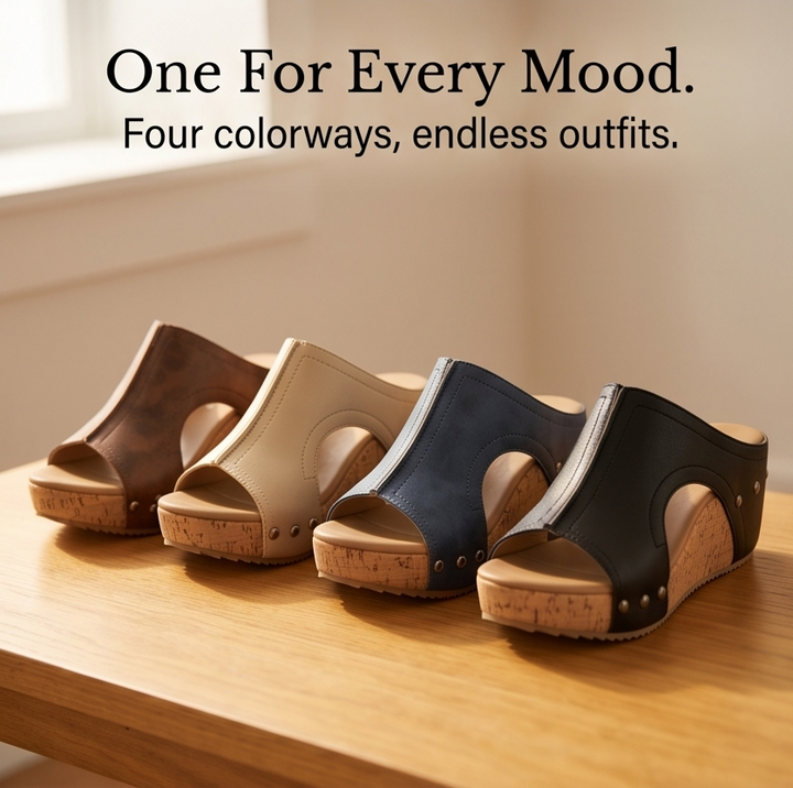 Lumera – Studded Cork Wedge Sandals