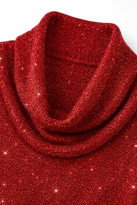 Sparkle – Shimmer Cowl-Neck Long Sleeve Top