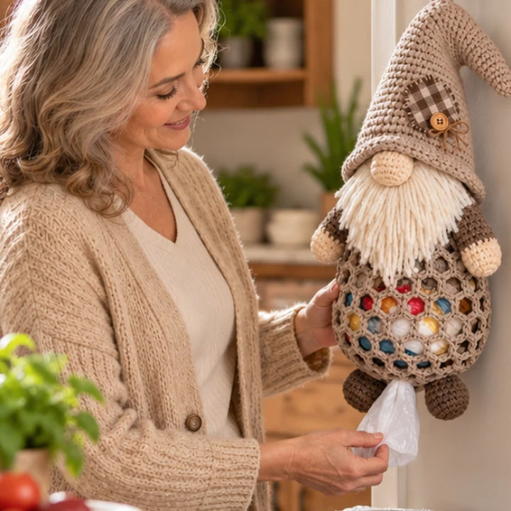 Gnome & Gather – Crochet Gnome Bag Holder