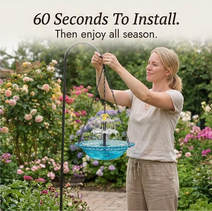 Solara - Solar Cascade Hanging Bird Fountain