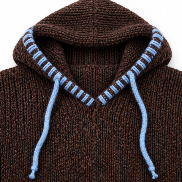 Cowlane – Contrast-Trim Hooded Sweater Dress