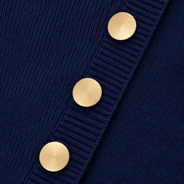 Hemline – Asymmetric Mock-Neck Button Knit Sweater