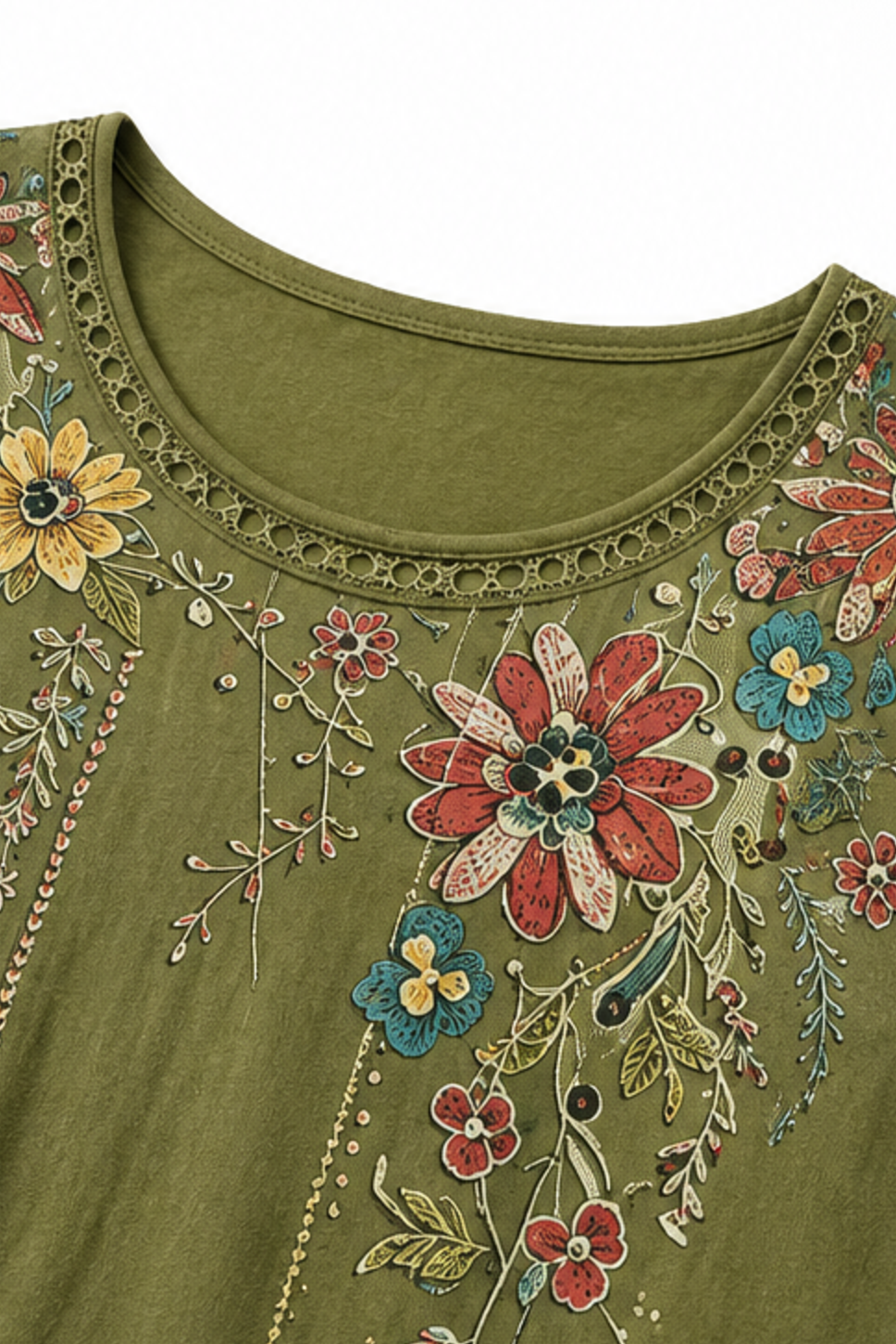 Vellamore – Floral Print Three-Quarter Sleeve Tunic Top