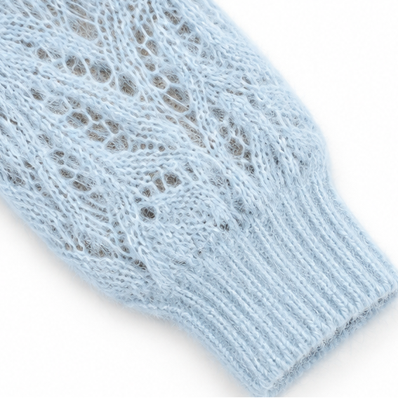 Lunarknit – Openwork Wave Knit Button-Front Cardigan