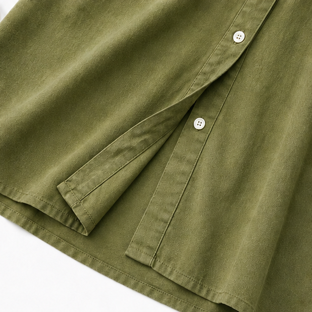 Linora – Button-Through Linen-Blend Maxi Shirt Dress