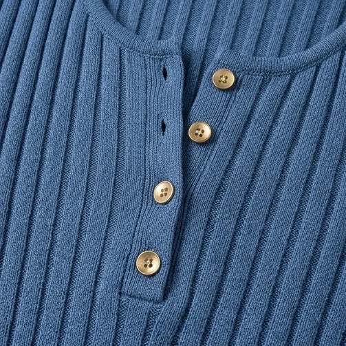 Wearbella – Ribbed Long-Sleeve Button-Front Bodycon Dress