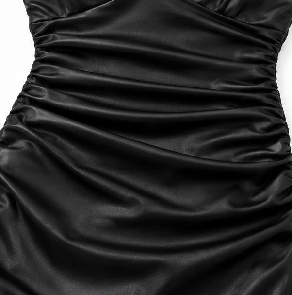 Vivia – Deep V-Neck Ruched Mini Dress