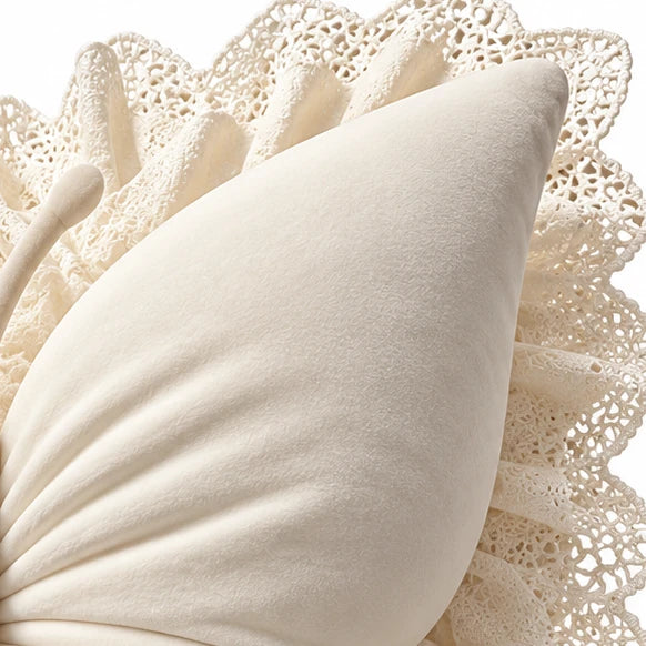 Lacewing – Velvet-Look Butterfly Lace-Trim Throw Pillow
