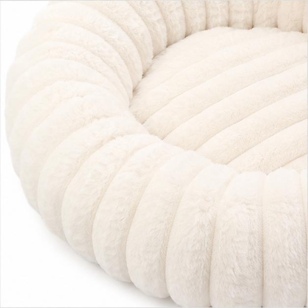 Nestwell – Raised-Edge Round Calming Plush Pet Bed