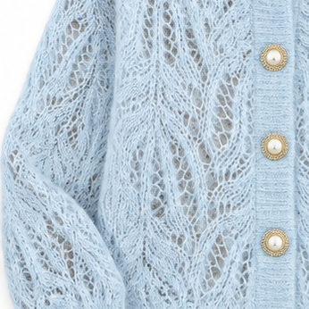 Lunarknit – Openwork Wave Knit Button-Front Cardigan