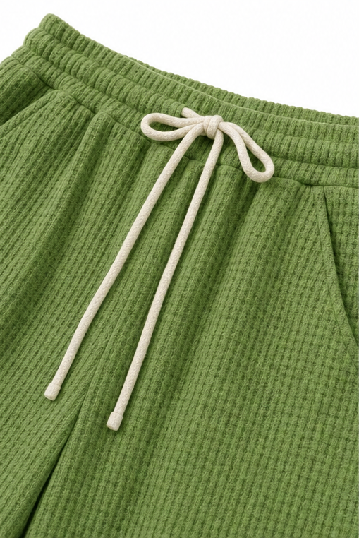 Waffwell – Waffle-Look Drawstring Lounge Set