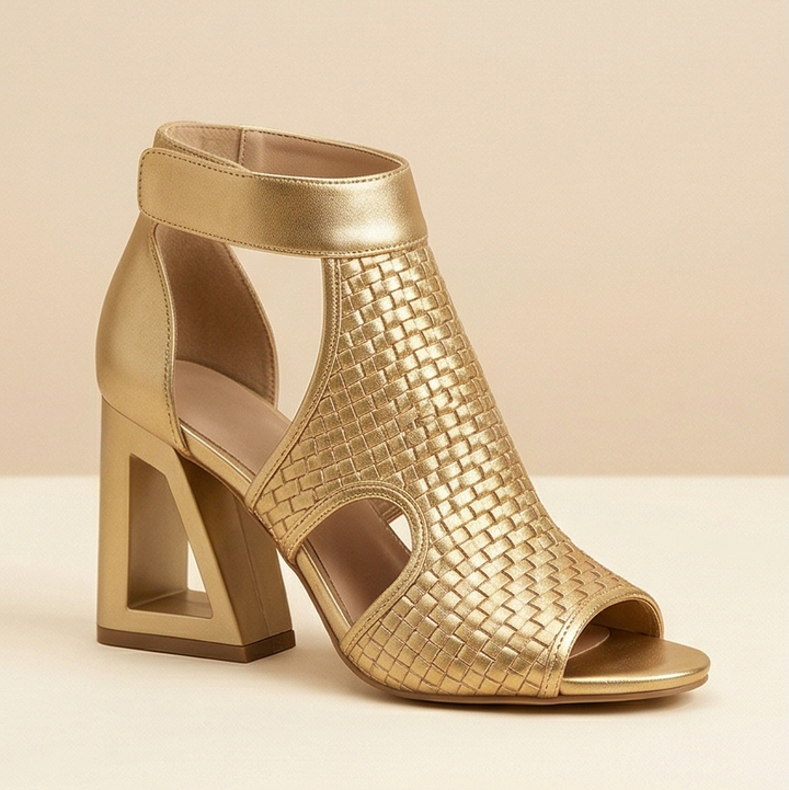 Tessara - Women's Woven Peep Toe Block Heel Sandals