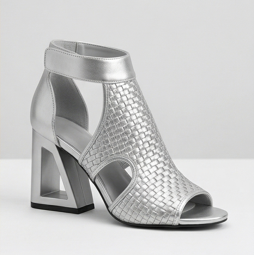 Tessara - Women's Woven Peep Toe Block Heel Sandals