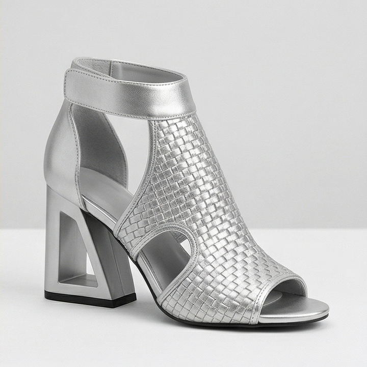 Tessara - Women's Woven Peep Toe Block Heel Sandals