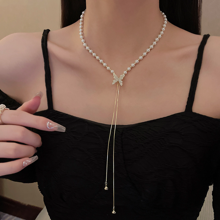 Pearlora - Pearl Butterfly Adjustable Necklace